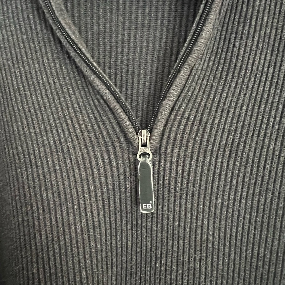 EDDIE BAUER Men's Ribbed Collared Half Zip Sweater Gray Sz LT - Picture 6 of 6